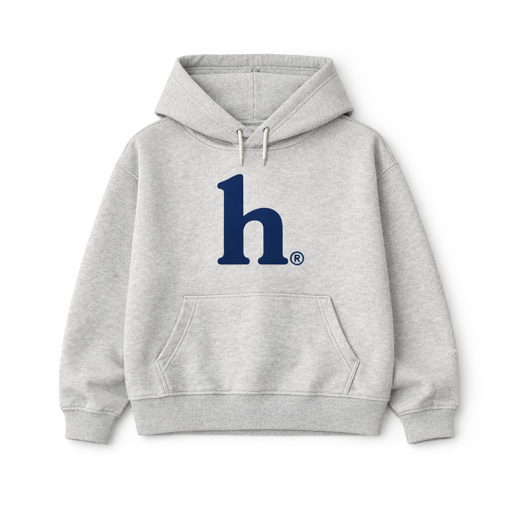 Hüdíe Signature Core Hoodie – Heather Grey / Navy